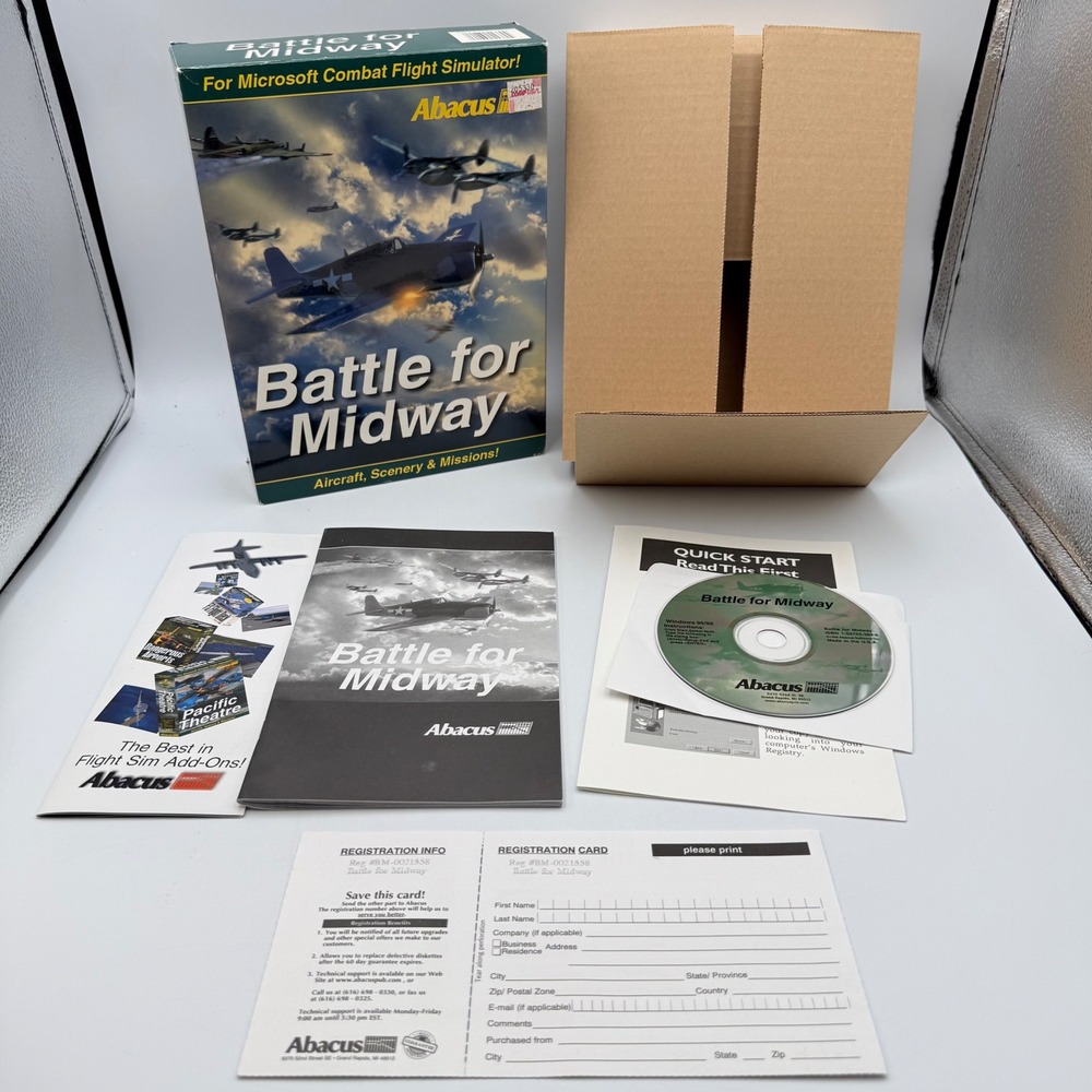 Abacus Battle for Midway PC Microsoft Combat Flight Simulator 1999 Big Box Vntg